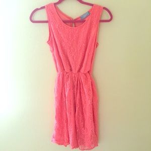 CORAL LACE DRESS DESIGN BY PEARL